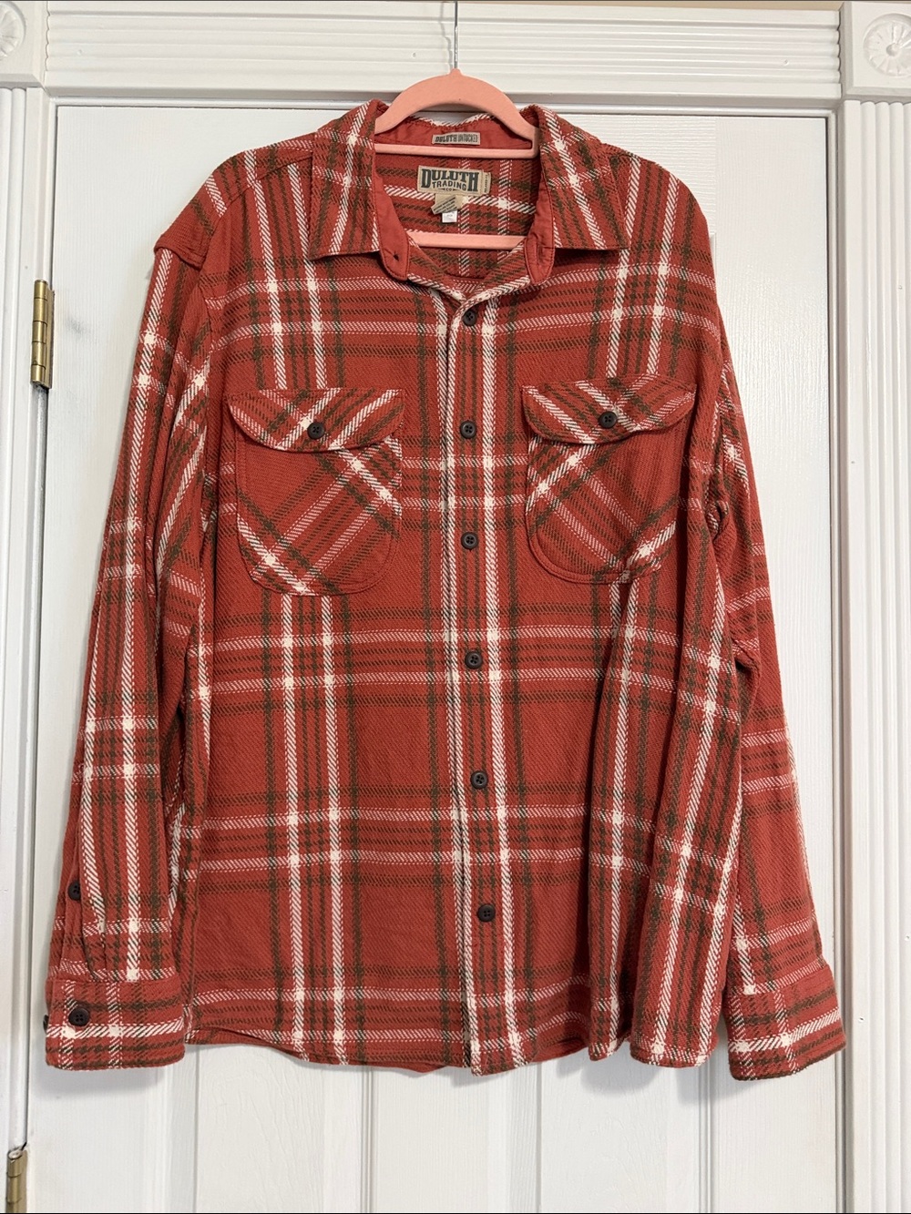 Duluth Trading Co orange Plaid Button-Down Shirt